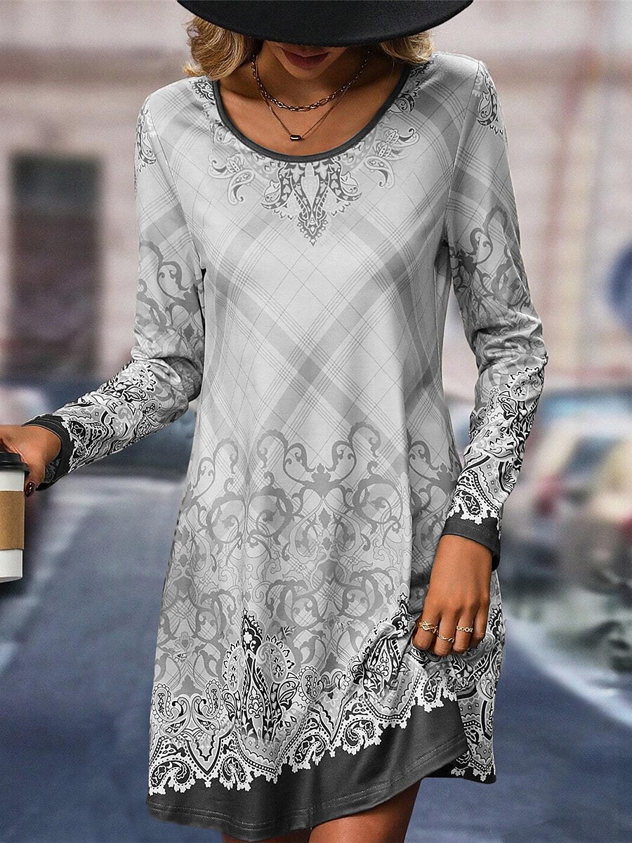 Tenue d contract e Robe casual Robe d hiver Femme Floral Imprimer