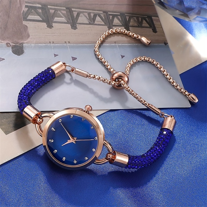 6 unids/set reloj de pulsera para mujer elegante reloj de cuarzo con diamantes de imitación reloj de pulsera analógico vintage & conjunto de joyas regalo para mamá ella 2025 - $20.99 –P4