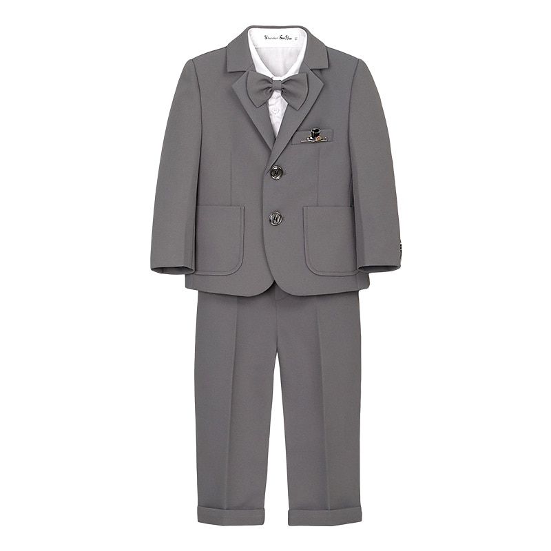 6 deler Barn Gutt Dress og blazer Antrekk Helfarge Langermet Knapp Sett Formell Kul Høst Vinter 7-13 år Grå 5-delt sett (jakke + vest + bukse + sløyfe + Blått 6-delt sett (skjorte + jakke + vest 2025 - $95.99 –P17