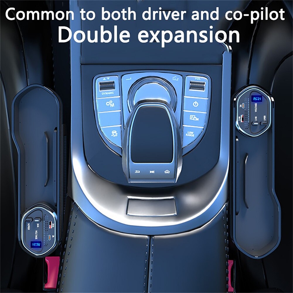 Car Seat Storage Box With Two USB Ports And Two Retractable Fast Charge Cables Interface Car Center Console Side Storage Storage Box 2025 - $49.99 –P8