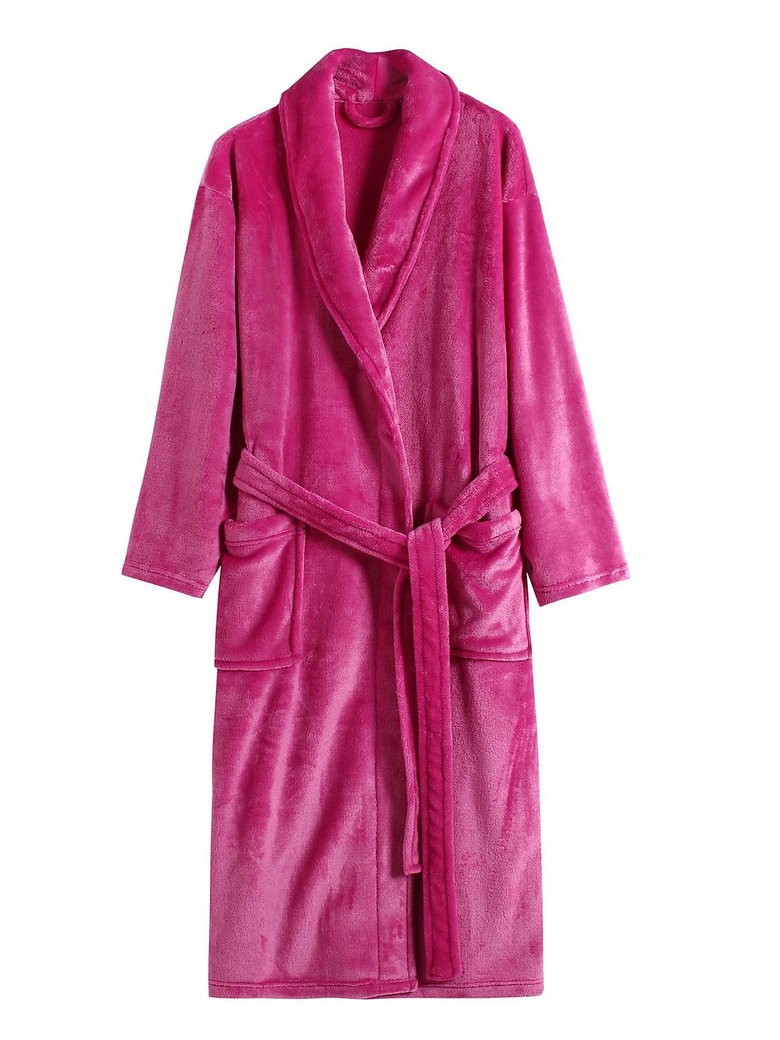 Men's Pajamas Robe Bathrobe Bath Gown 1 pcs Plain Stylish Casual Comfort Home Daily Bed Fleece Comfort Warm V Neck Long Sleeve Pocket Fall Winter Black White 2025 - $29.99 –P7