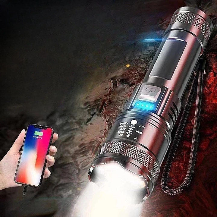 Rechargeable Flashlight High Lumens Powerful Led Flashlight, White Laser Wick LED Super Bright Flashlight USB Powerful Handheld Flashlights, Rechargeable Flashlights for Emergencies Camping Hiking 2025 - $13.49 –P1