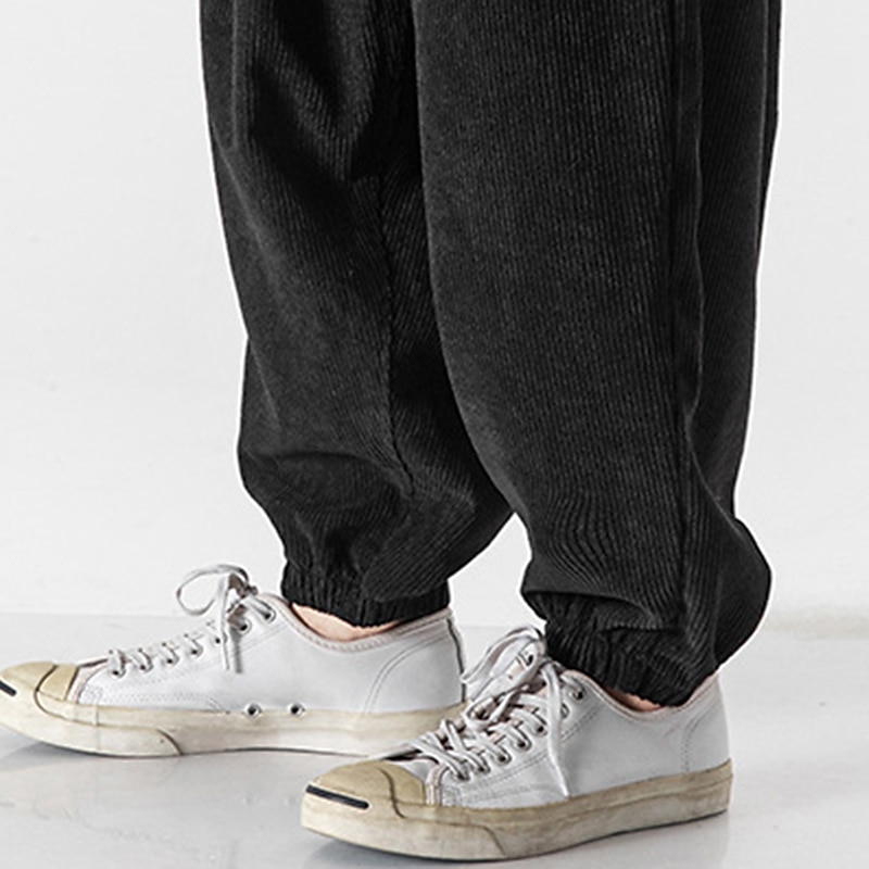 Men's Sweatpants Corduroy Pants Carrot Pants Pocket Drawstring Elastic Waist Plain Comfort Breathable Outdoor Daily Going out Fashion Casual Black Pink 2026 - $49.99 –P20