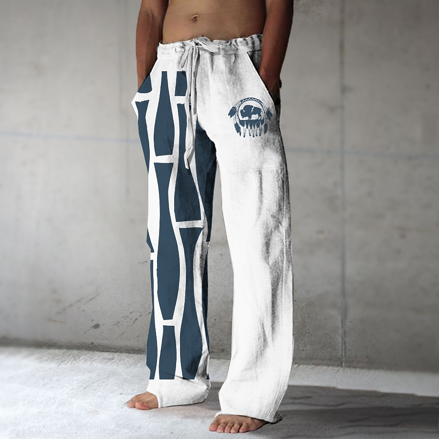 Per uomo Grafico Blocco di colori Cowboy Pantaloni casual Pantaloni Pantaloni Larghi Misura del girovita medio Vintage Casual Vacanza Abbigliamento quotidiano Uscire Primavera Autunno Bianco Verde del 2026 a $31.99 –P5