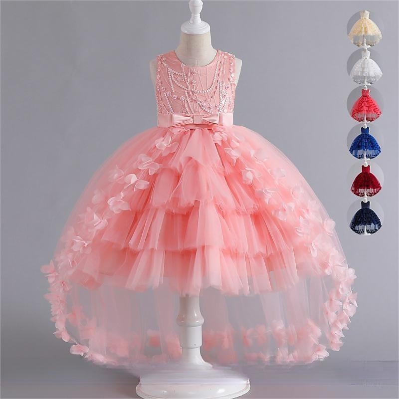 kinderkleidung Mädchen Blumenmädchen Kleid Party Kleid Feste Farbe Ärmellos Formal Leistung Hochzeit Gitter Elegant Prinzessin Schön Polyester Maxi abendkleider Blumenmädchenkleid Frühling Herbst 2025 - $42.99 –P1
