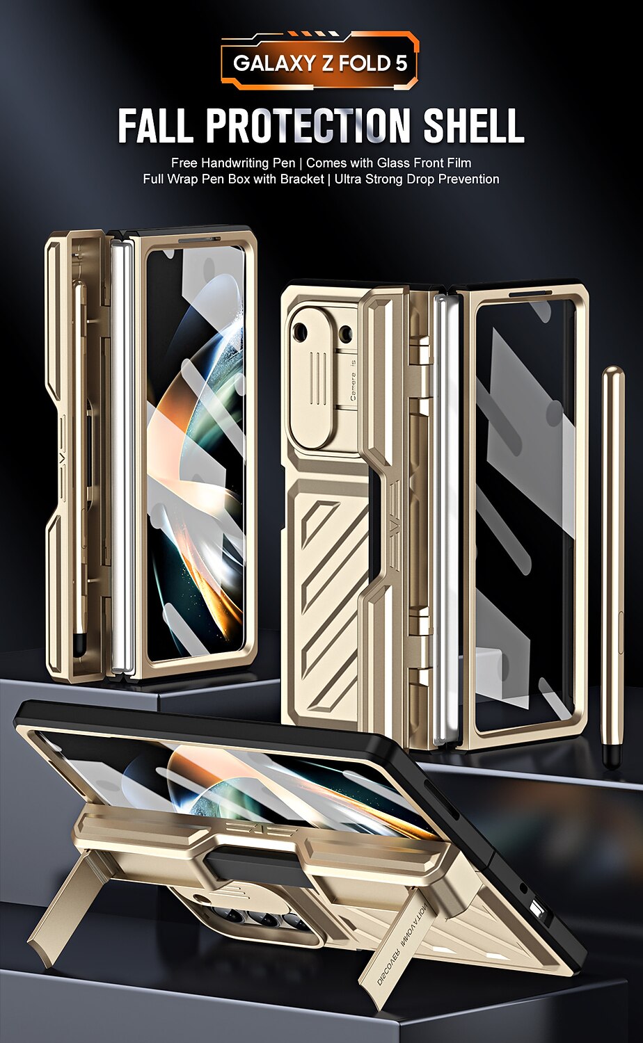 телефон Кейс для Назначение SSamsung Galaxy Z Fold 5 Z Fold 4 со стендом и протектор экрана Защита от удара ПК 2025 - $35.99 –P1