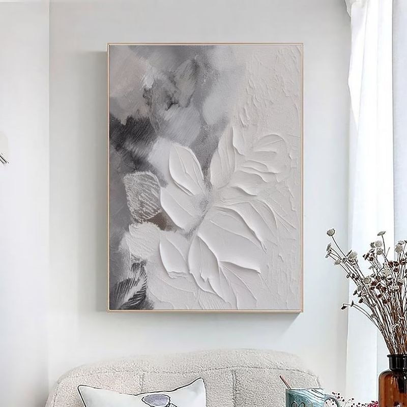 grijze en witte abstracte kunst handgemaakte olieverf op doek wabi sabi kunst aan de muur grijze minimalistische schilderkunst 3D getextureerde Acryl schilderij huis wand decor 2025 - $100.99 –P8