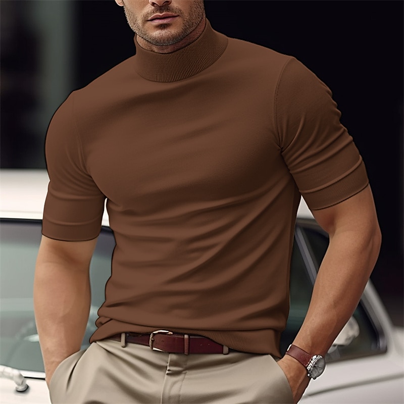 Per uomo Maglietta Finto dolcevita Maniche Corte Dolcevita Estate Semplice Moda Designer Essenziale Vacanza Streetwear Uscire Nero Bianco Blu Maglietta Top per Uomo del 2026 a $18.99 –P2