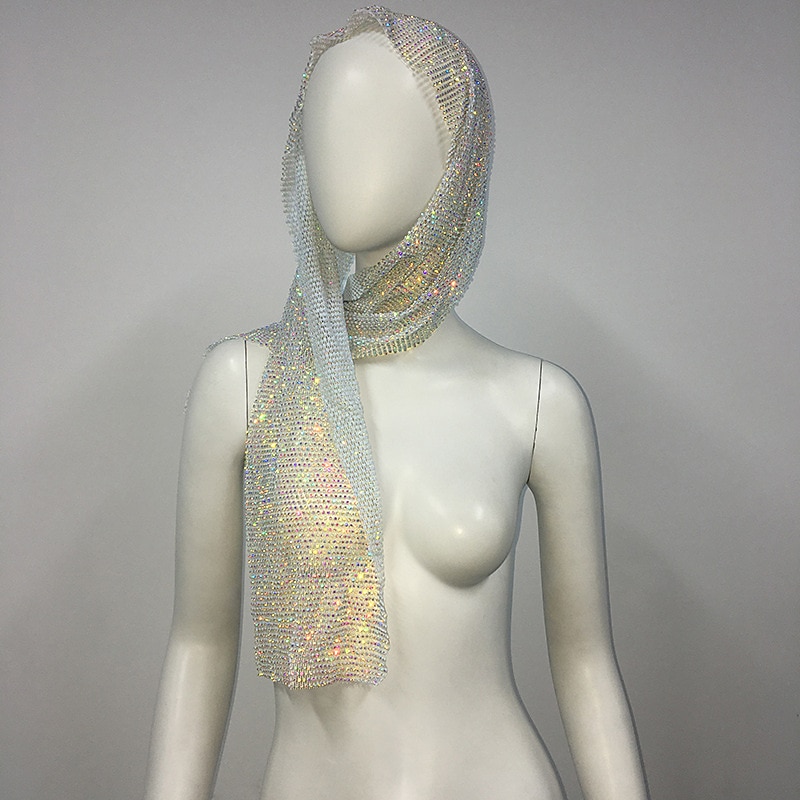 Strass a rete trasparente Avvolgimento della testa sciarpa sciarpa Metallico Brillanti Sensuale Poliestere Per Da discoteca Cosplay Carnevale Per donna Bigiotteria Gioielleria di moda del 2025 a $24.99 –P18