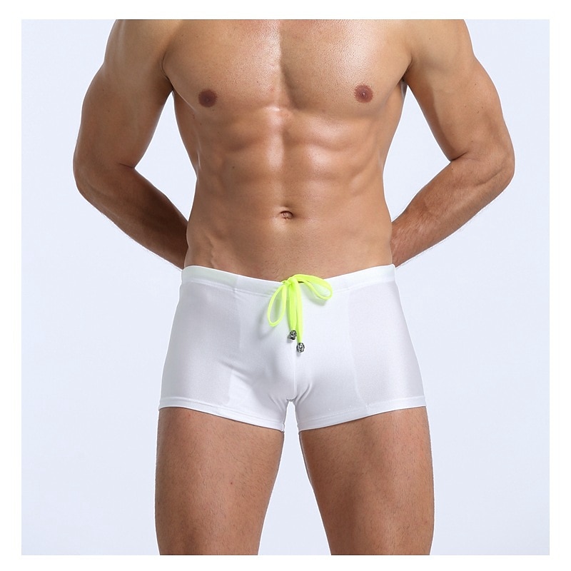 Men's Swim Trunks Swim Shorts Daily Beach Quick Dry Breathable Drawstring Elastic Waist Plain Short Sport Casual Activewear Black White Stretchy 2025 - $8.99 –P11