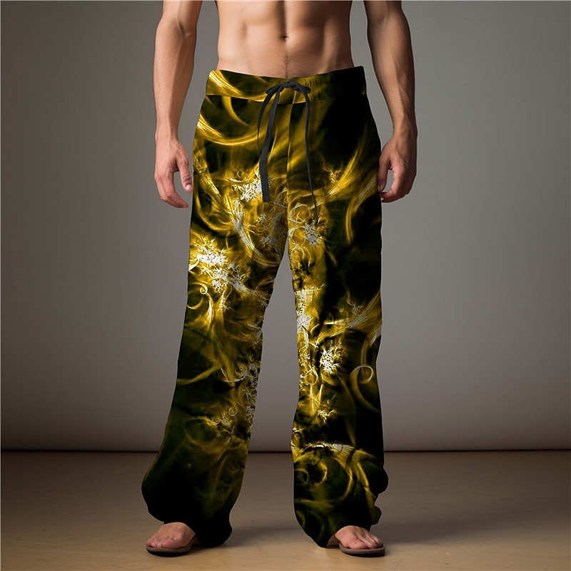 Flamme Abstrait Homme Impression 3D Pantalon Extérieur Usage quotidien Vêtement de rue Polyester Bleu Clair Jaune Rouge S M L Taille médiale Élasticité Pantalon de 2025 ? $27.99 –P10