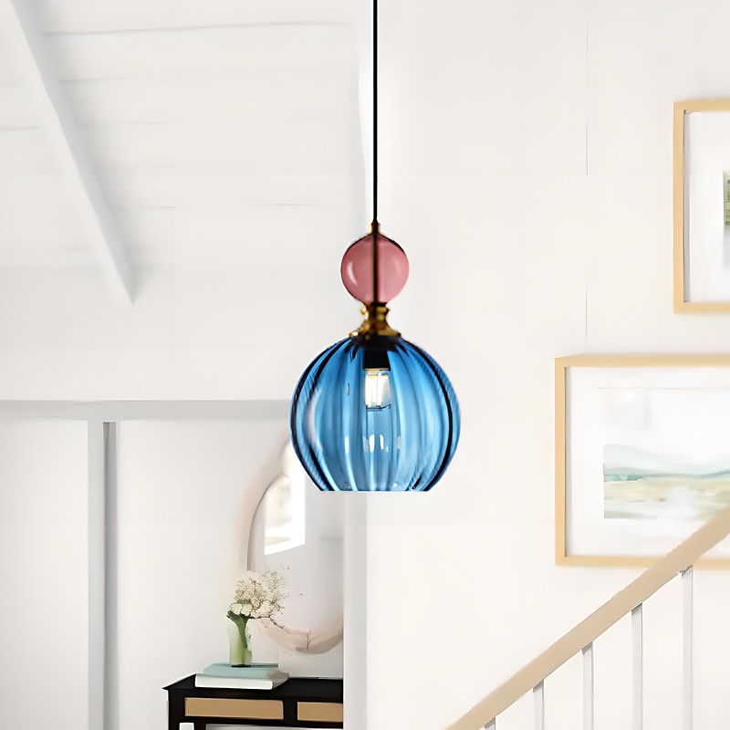 Nordic Style Glass Pendant Lamp, Creative Colored Glass Hanging Lamp Lampshade, Flush Mount Ceiling Chandelier, E27 Screw Single Pendant Light, Cafe Decoration Lighting Fixtures 110-240V 2025 - $229.99 –P9