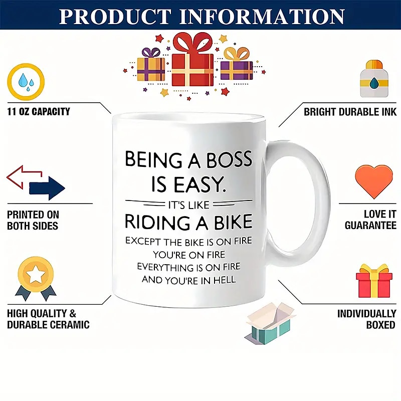 1шт лучшая подарочная кружка на день босса для женщин и мужчин керамическая кофейная чашка на 11 унций подарки босса для женщин забавные подарки для офиса босса подарки на день рождения для женщин 2026 - $15.99 –P3