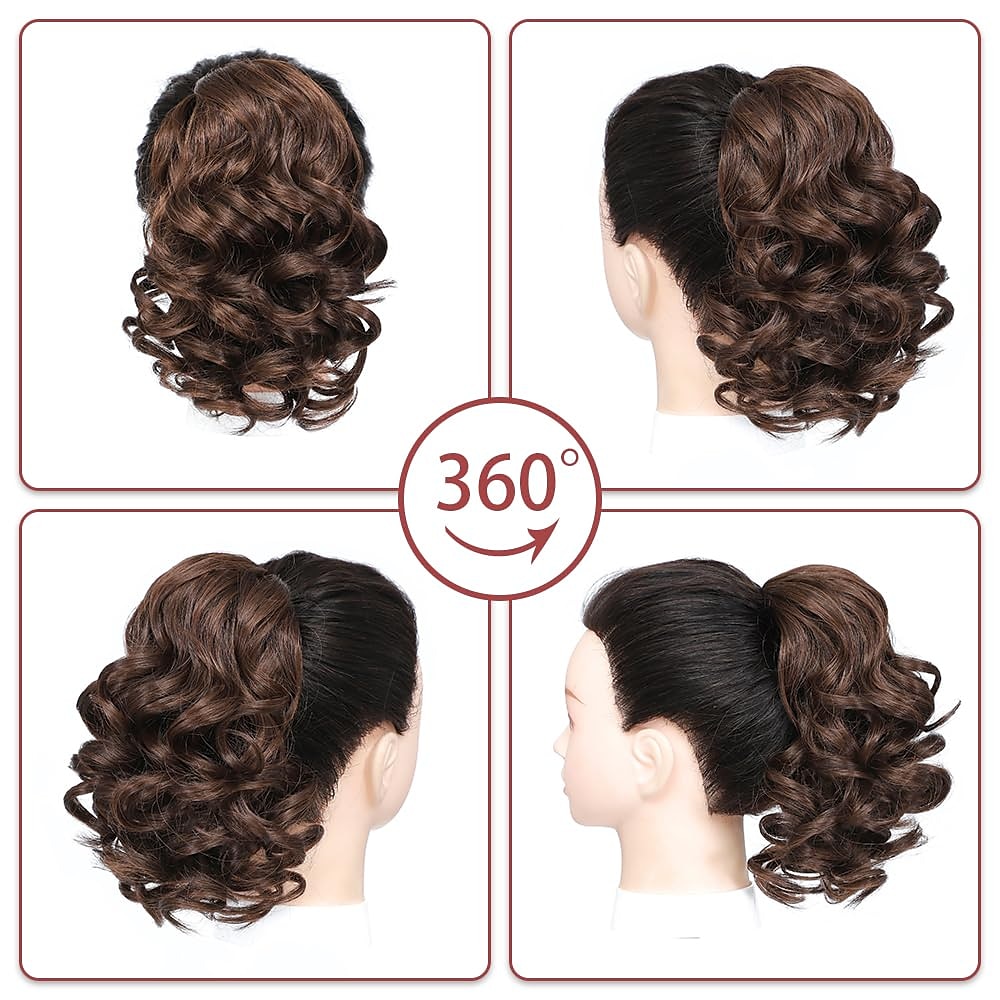 Short Ponytail Extension10 inch Wavy Drawstring Ponytail with Clip in Hairpieces Synthetic Short Drawstring Pony Tail for Women 2025 - $13.49 –P4