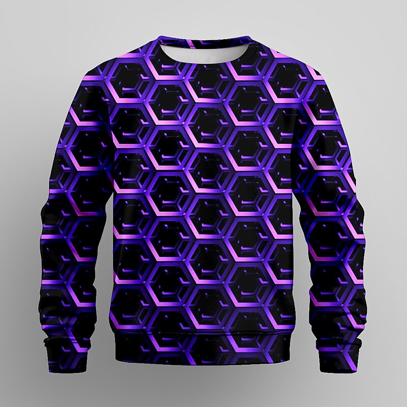 Pojkar 3D Geometrisk Tröja Pullover Långärmad 3D-tryck Vår Höst Mode Streetwear Häftig Barn 3-12 år Rund hals Utomhus Ledigt Dagligen Normal 2025 - $16.49 –P2