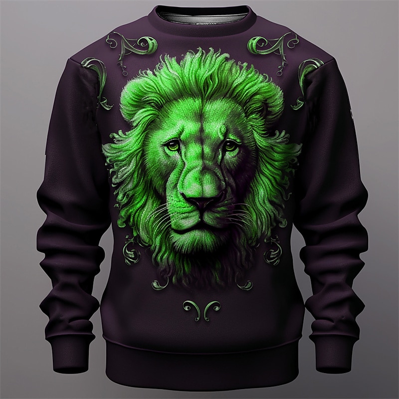 Men's Graphic Lion Sweatshirts Golf Pullover Sweatshirt Long Sleeve Sweatshirt Crew Neck Fashion Daily Casual 3D Print Streetwear Vacation Holiday Print Spring &  Fall 2026 - €29.99 –P3