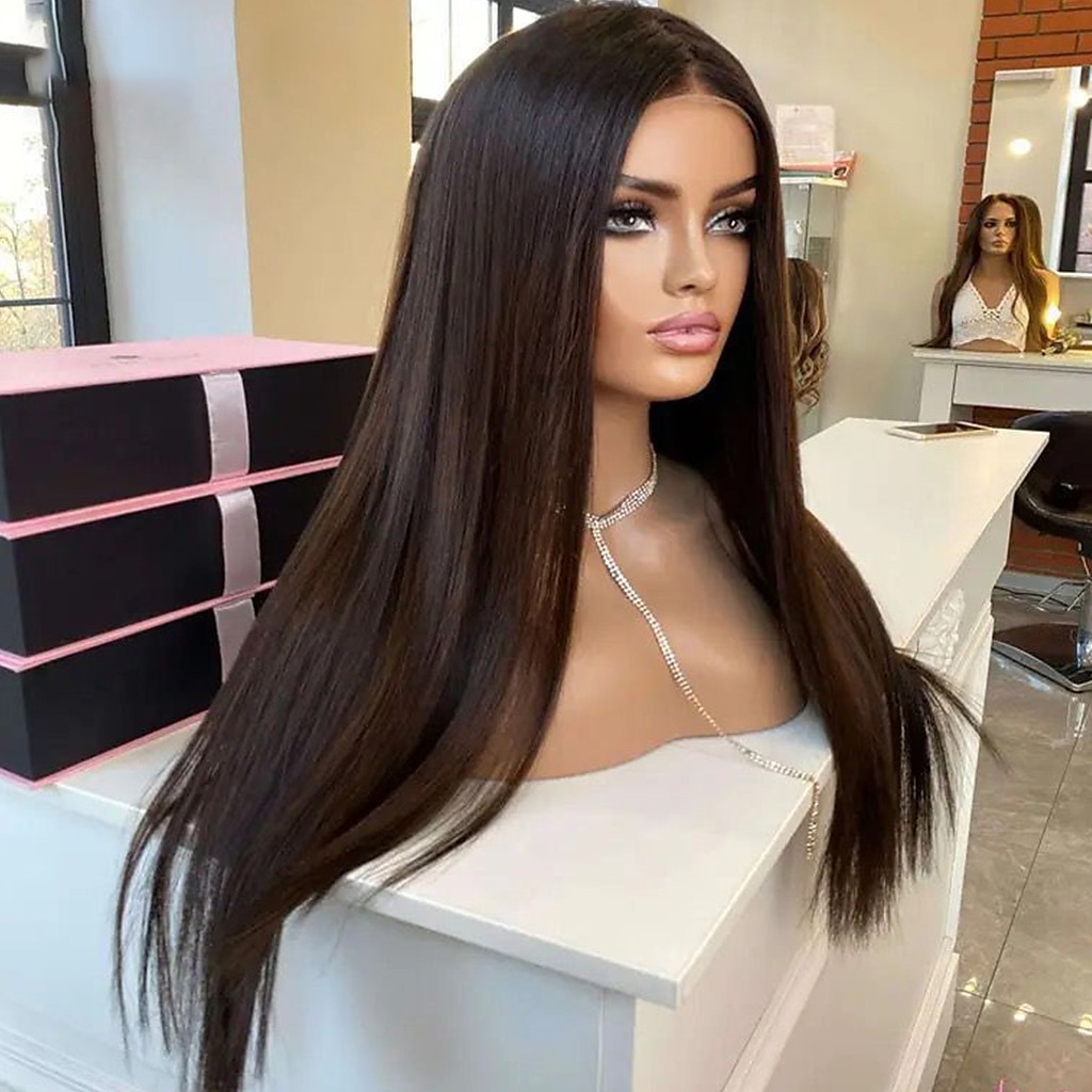 Straight Human Hair Lace Front Wig Brazilian Virgin Hair Ombre Color Lace Front Wig with Baby Hair for Women 2025 - $278.29 –P2