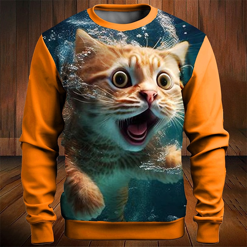 Per uomo Grafico Blocco di colori Gatto Felpe Felpa da golf Manica Lunga Felpa Girocollo Moda Quotidiano Casual Stampa 3D Vacanza Ferie Uscire Patchwork Stampato Primavera & Autunno del 2025 a $29.99 –P1