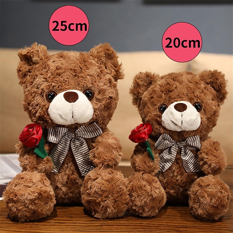 Women's Day Gifts Evlooe Bear Stuffed Animal Plush Toy for Valentine Day Cute 9.8 Teddy Bear Plushie with Rose Soft Small Cuddly Bear Toy Gifts for Girlfriend Boyfriend Mother's Day Gifts for MoM 2025 - $20.99 –P4