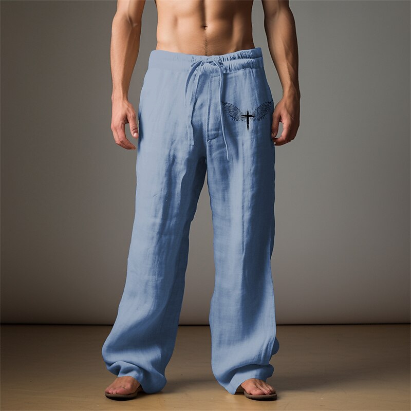 Voor heren Grafisch Vleugels Broeken Medium Taille Casual Vakantie Alledaagse kleding Uitgaan Lente Herfst Zwart Licht Bruin blauw 2025 - $25.99 –P6