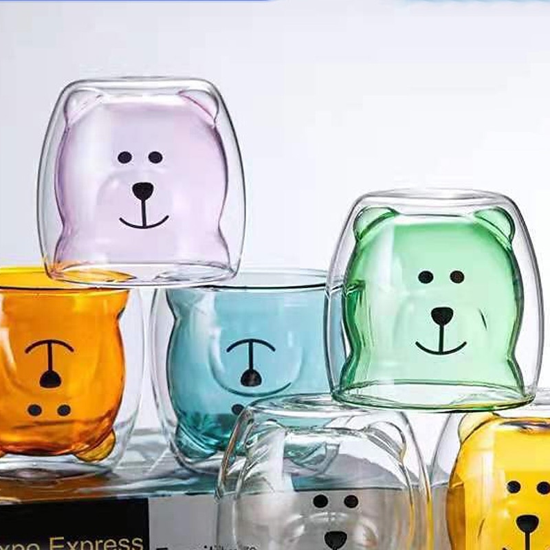 tazze creative tazza di vetro borosilicato a doppio strato di cartone animato tazza di anatra tazza di orso tazza di latte tazza di acqua per uso domestico giorno divertente san valentino del 2025 a $19.49 –P1