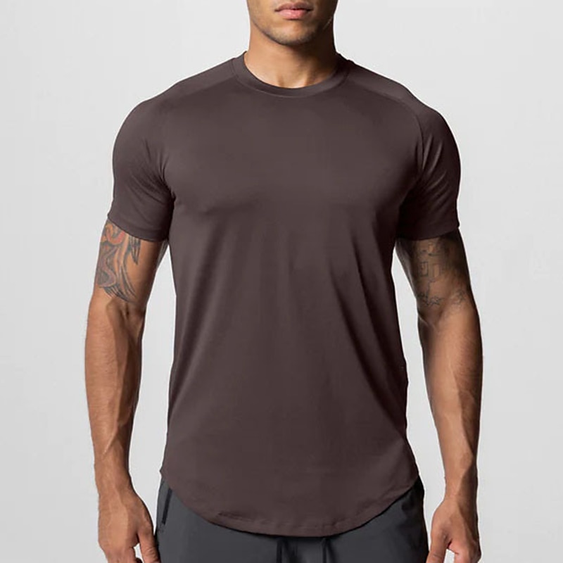 Voor heren T-shirt Fitnessshirt Basketbalshirt Atletische overhemden Strakke ronde hals Korte mouw Sport & Outdoor Vakantie Uitgaan Casual / Dagelijks Snel Drogend Zweetafvoerend Ademend Zacht Effen 2025 - $16.49 –P15