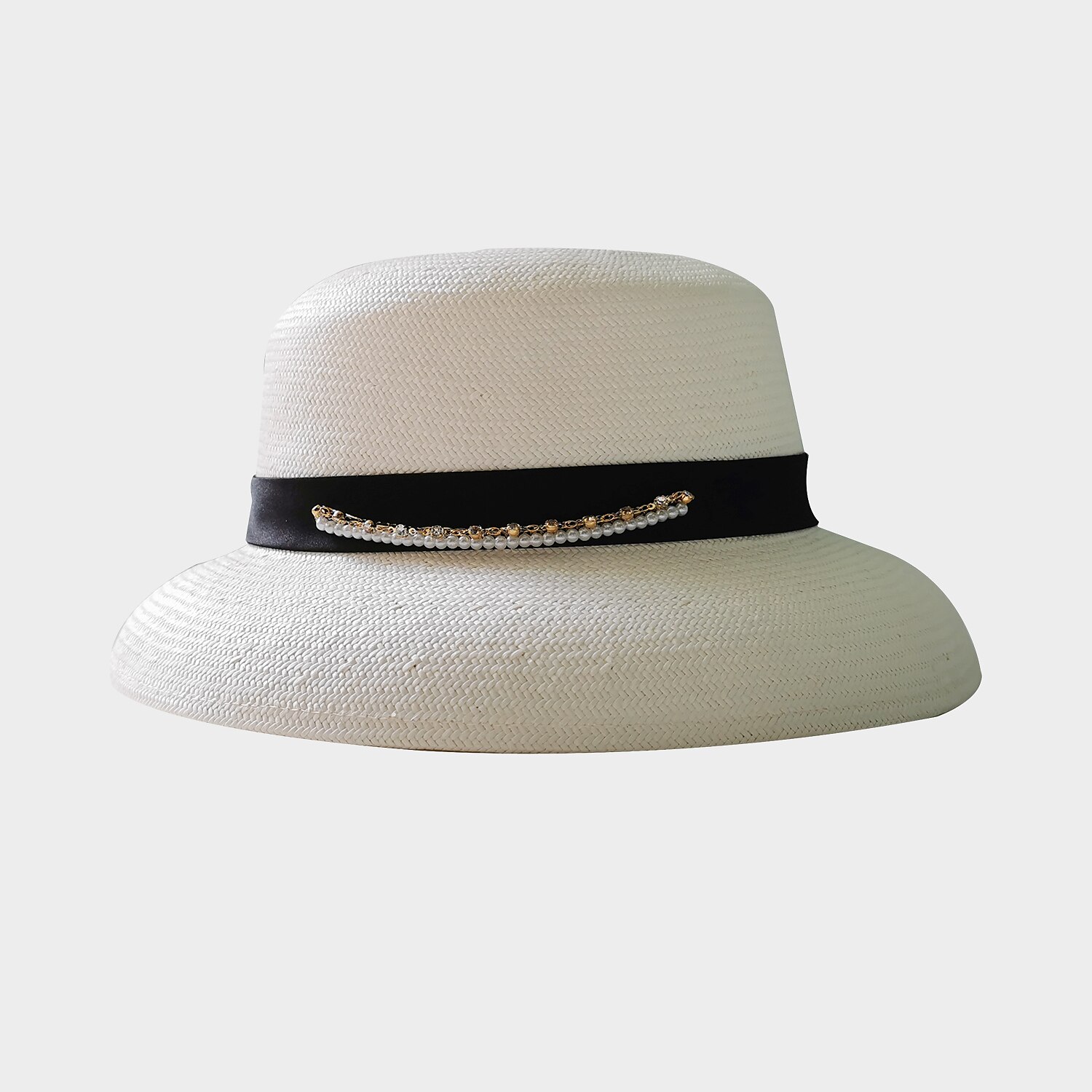 Hüte Eimerhut aus Polyesterfaser Strohhut Sonnenhut Hochzeit lässig elegant Hochzeit mit Bändern Perlen Kopfbedeckung Kopfbedeckung 2025 - $32.99 –P8