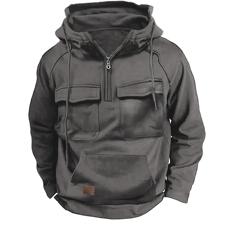 Hombre Sudadera Sudadera con capucha y cremallera de un cuarto Táctico Negro Verde Ejército Azul Piscina Gris Con Capucha Plano Retazos Bolsillo Deporte Diario Festivos Ropa de calle Fresco Casual 2025 - $31.99 –P2