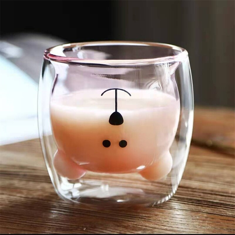 tazze creative tazza di vetro borosilicato a doppio strato di cartone animato tazza di anatra tazza di orso tazza di latte tazza di acqua per uso domestico giorno divertente san valentino del 2025 a $19.49 –P8