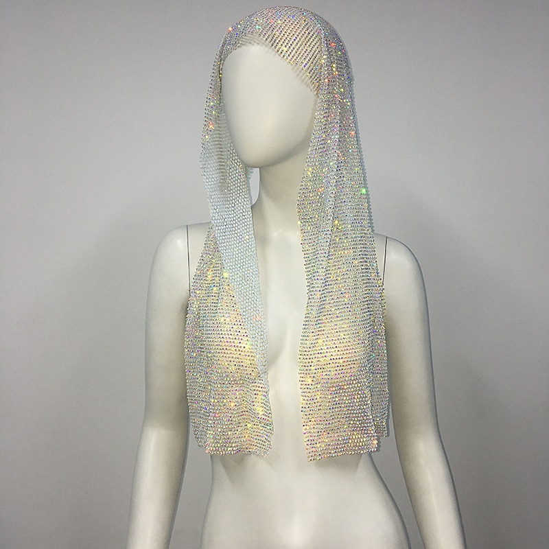 Strass a rete trasparente Avvolgimento della testa sciarpa sciarpa Metallico Brillanti Sensuale Poliestere Per Da discoteca Cosplay Carnevale Per donna Bigiotteria Gioielleria di moda del 2025 a $24.99 –P15