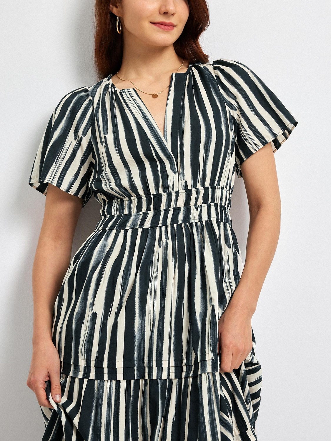Cotton Chic Short Sleeve Striped Maxi Skirt 2025 - $68.99 –P4