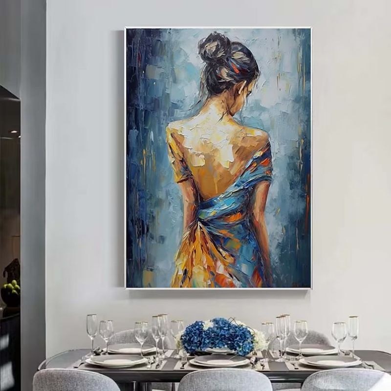 Handgefertigtes Ölgemälde auf Leinwand, Wandkunst, Dekoration, modernes abstraktes Figurenporträt, Mädchenrücken, für Heimdekoration, gerolltes, rahmenloses, ungedehntes Gemälde 2025 - $116.99 –P8