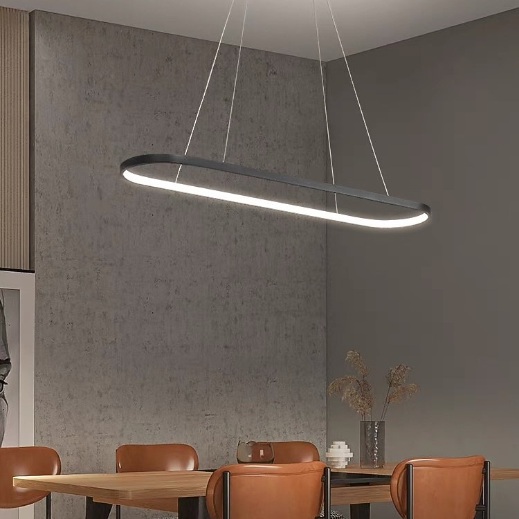 Lampadario a sospensione ovale a led 69cm moderno semplice in alluminio appeso a isola illuminazione 36w per sala da pranzo ristorante conferenza bar caffetteria lampadario del 2025 a $185.99 –P2