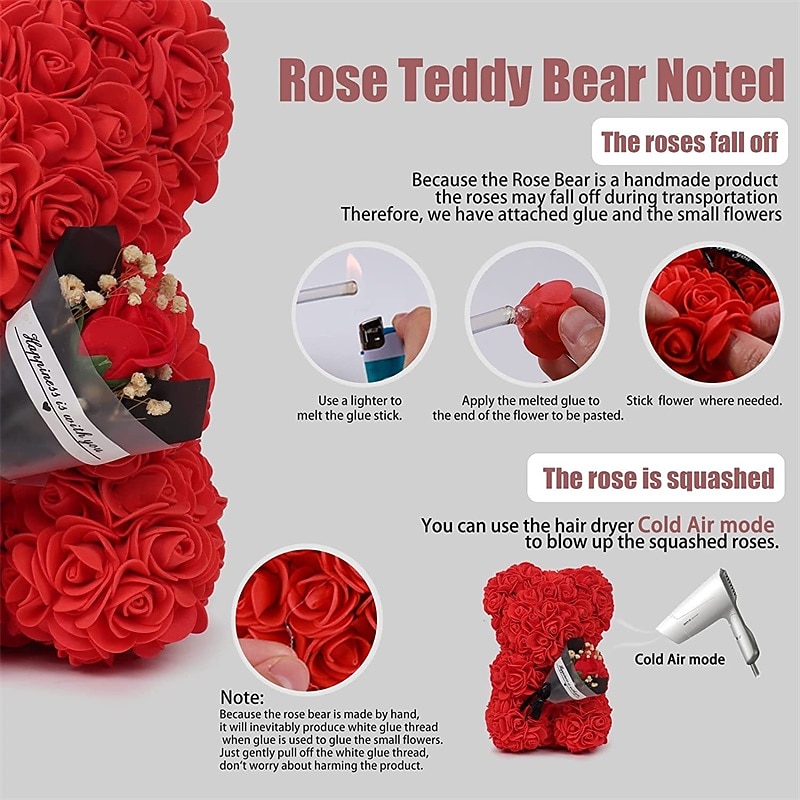 Christmas Gifts for Women Mom Her, Women's Day Gifts TEDDY Day Rose Eternal Flower Valentine's Day Birthday Gift to Girlfriend Rose Bear with Flower Gift Flower Mother's Day Gifts for MoM 2026 - $83.99 –P7