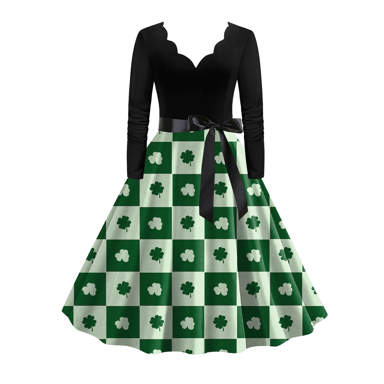 1950er Vintage inspiriert Cocktailkleid Knielang Kleid A-Linie Kleid Teekleid A-Linie Damen St. Patrick's Day Heimkehr Alltagskleidung Junggesellinnenabschiedsparty Teenager Erwachsene Kleid 2025 - $26.99 –P8
