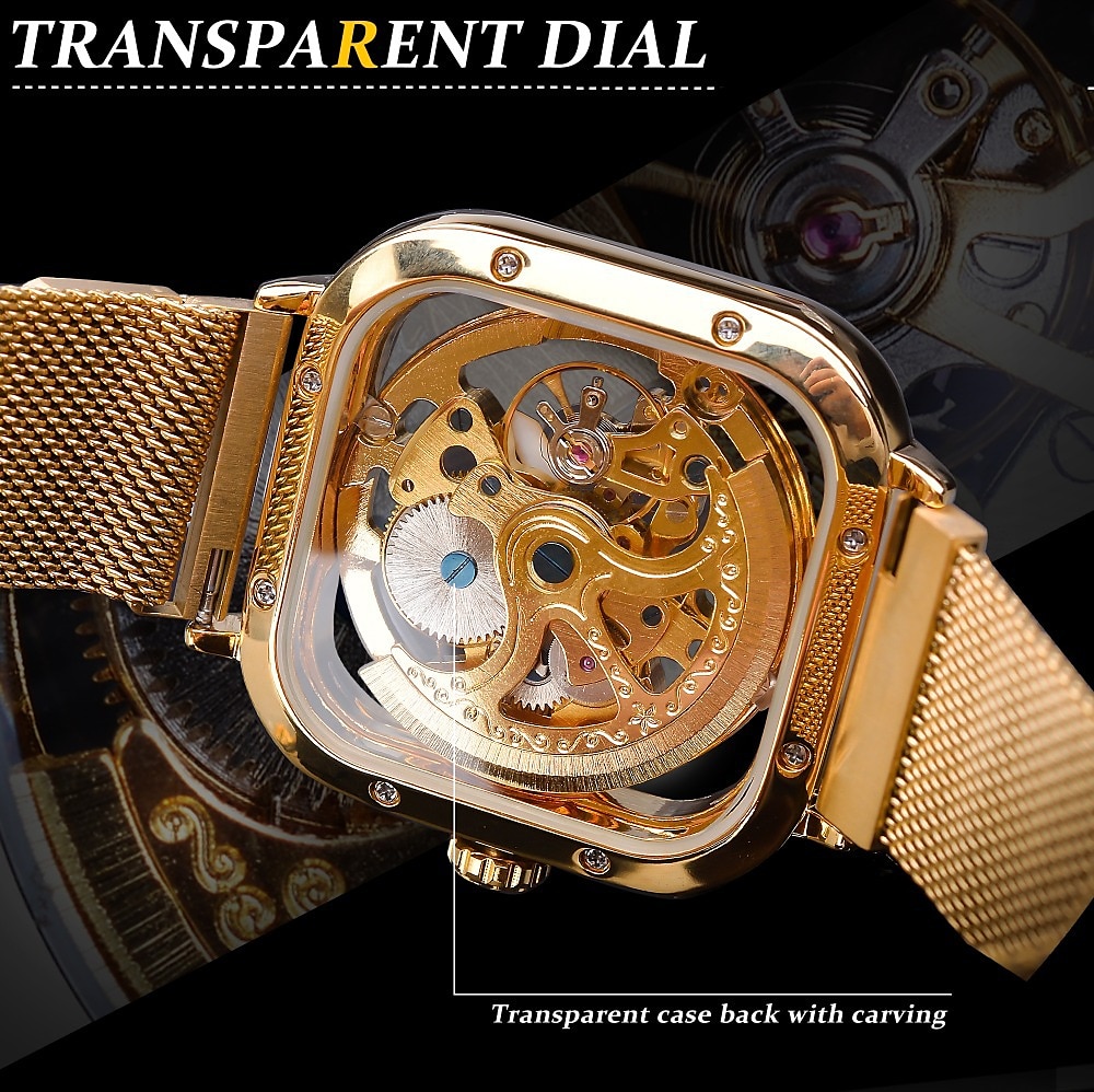 FORSINING Dames Heren mechanische horloges Luxe Grote wijzerplaat Modieus Zakelijk Skelet Automatisch opwindmechanisme Tourbillon Lichtgevend Teräs Horloge 2025 - $51.99 –P7