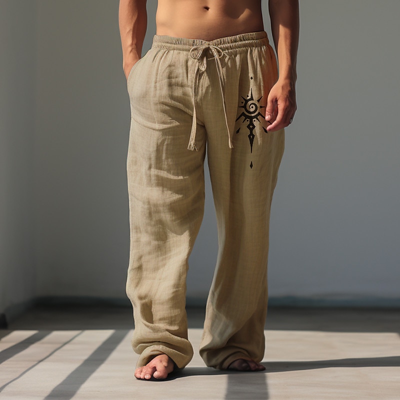 Herren Grafik Stammes Hosen Hose Mittlere Taille Lässig Urlaub Alltagskleidung Ausgehen Frühling Herbst Schwarz Weiß Grün 2025 - $25.99 –P3