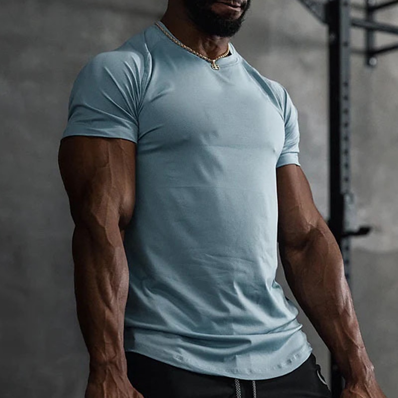 Voor heren T-shirt Fitnessshirt Basketbalshirt Atletische overhemden Strakke ronde hals Korte mouw Sport & Outdoor Vakantie Uitgaan Casual / Dagelijks Snel Drogend Zweetafvoerend Ademend Zacht Effen 2025 - $16.49 –P4