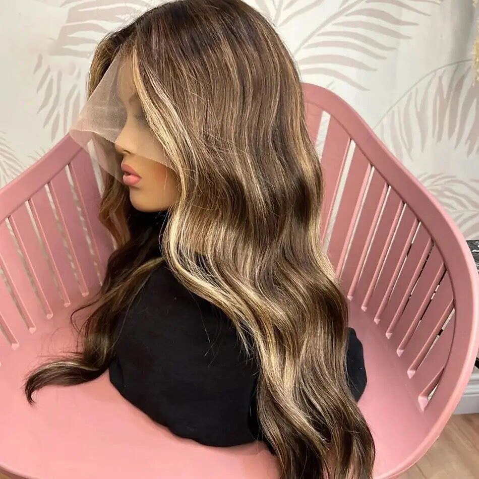 Peluca Pelo Natural Cierre 4x13 Cabello Brasileño Ondulado Múltiples colores Parte media Mujer Densidad 130% 150% con pelo de bebe 100% Virgen Pre-arrancado Larga A1 Pelucas de Cabello Natural 2026 - $282.79 –P3