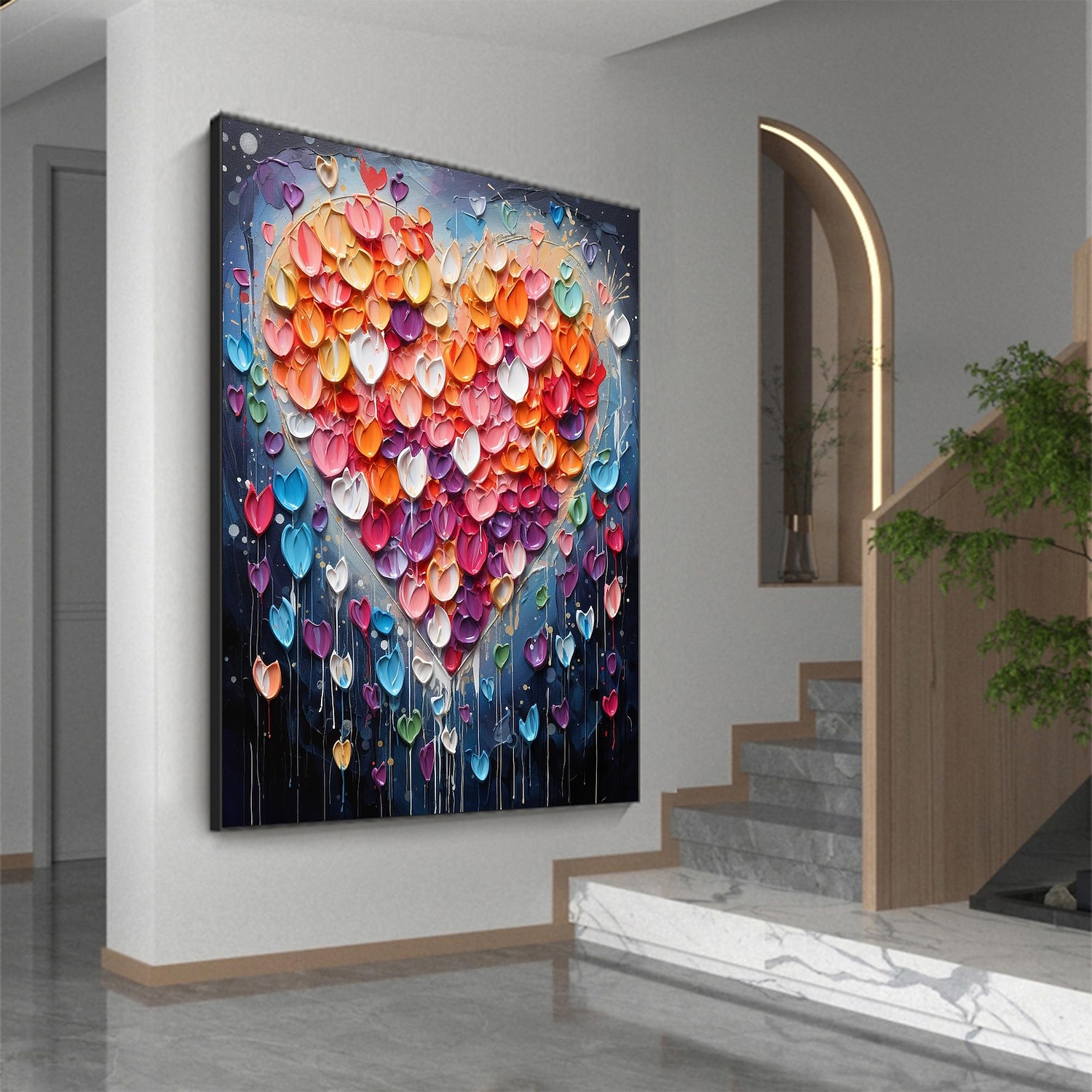 Pintura a óleo artesanal em tela, arte de parede, decoração original, colorida, amor para decoração de casa, com moldura esticada, sem pintura de moldura interna de 2026 por $114.99 –P12
