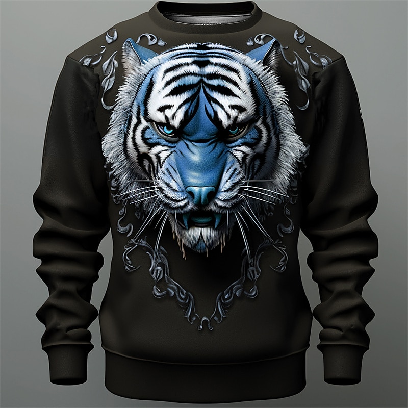 Hombre Graphic Tigre Sudaderas Sudadera con capucha Manga Larga Camisa de entrenamiento Cuello Barco Moda Diario Casual Impresión 3D Vacaciones Festivos Noche Estampado Primavera & Otoño 2025 - $29.99 –P2
