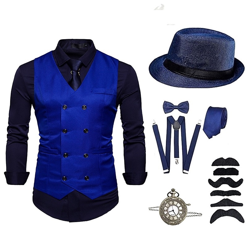 Retró Ordító 20-as évek 1920-as évek Felszerelések Öltönyök és blézerek A nagy Gatsby Úriember Jelmez Férfi Halloween Alkalmi / Napi Party / koktél Felnőttek Kalap Kötél Harisnyakötők Minden évszak 2025 - $58.99 –P5