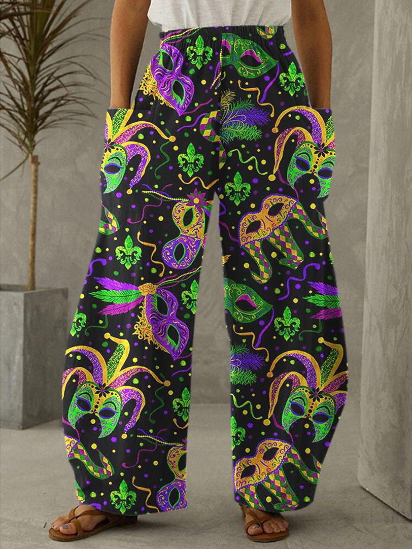 Mujer Pantalones Casual / Diario Longitud total Alta cintura Graphic Bolsillos laterales Perneras anchas Estampado Transpirabilidad Cómodo Microelástico Fin de semana Ropa de calle Negro Morado Verde 2025 - $24.99 –P3