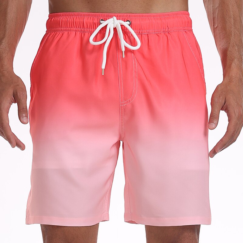 Herr Boardshorts Badkläder Badshorts Strand Simbassäng Andningsfunktion Snabb tork Löpning Fritid Snörning Elastisk midja Foder Lutning Knelängd Gymnastik Sportkläder Rodnande Rosa Blå Microelastisk 2025 - $17.99 –P3