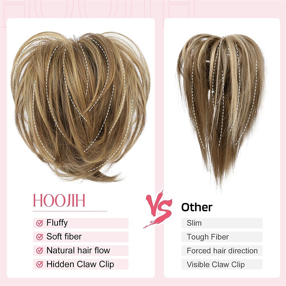 postiche chignon désordonné pince à griffes dans chignon cheveux raides extension de queue de cheval courte de 9 pouces avec morceaux de cheveux en fil métallique pliable pour femmes faux chignon de de 2025 ? $7.99 -P10