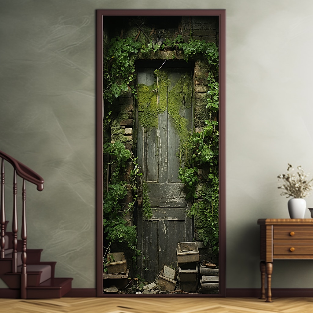 květinové vintage zelené kryty dveří nástěnná malba výzdoba dveří gobelín dekorace závěs dveří pozadí banner banner odnímatelný pro přední dveře vnitřní venkovní domácí dekorace pokoje farma výzdoba 2025 - $22.99 –P5