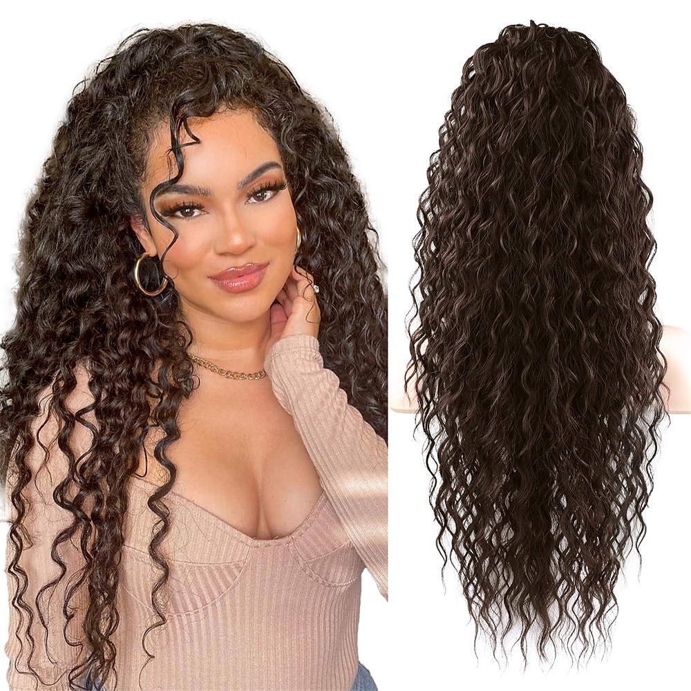 Correa Coletas Suave / Natural / Fácil vestidor Pelo sintético Pedazo de cabello La extensión del pelo Rizado 26 pulgadas Fiesta / Fiesta / Noche / Ropa Cotidiana 2025 - $12.99 –P3