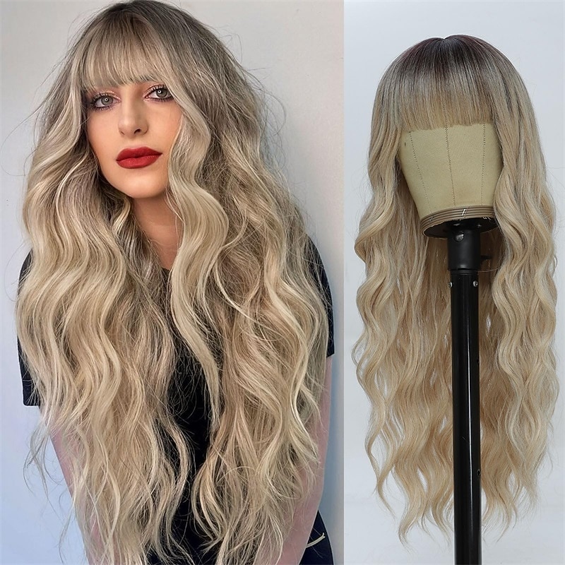 Perruque noire avec frange pour femmes, perruques longues et ondulées, perruque synthétique bouclée, cheveux d'aspect naturel, perruques résistantes à la chaleur pour une utilisation quotidienne en de 2025 ? $19.99 –P5