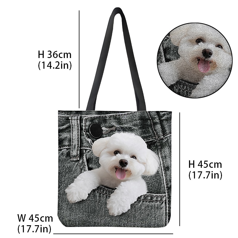 Damen Stoffbeutel Schultertasche Leinentragetasche Polyester Einkauf Täglich Festtage Bedruckt Hohe Kapazität Klappbar Leichtgewichtig Hund Schwarz Rot Blau 2025 - $19.99 –P6