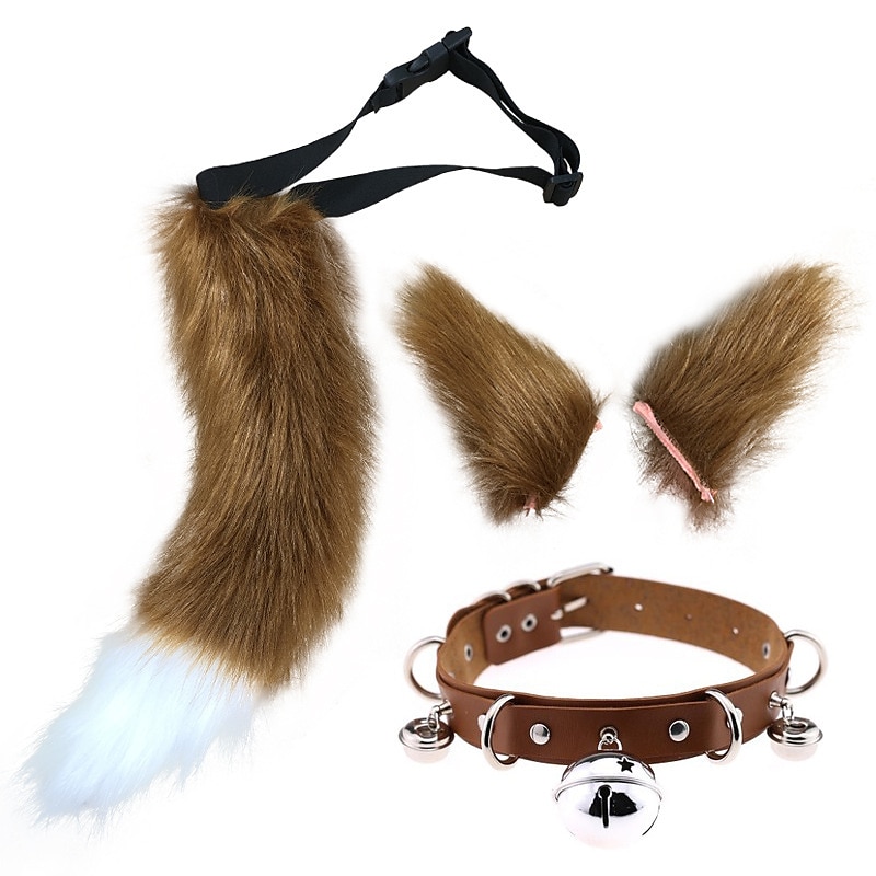 Simulated Plush Beast Ears Halloween Set Beast Tail Jewelry Cos Fox Ear Hair Clip Mantra Exhibition Prop Accessories 2025 - $29.99 –P15